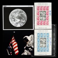 15 Signed Photographs from Various Astronauts and 2 Signed Stamp Blocks