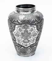 Fine Mid-Century or Older Ottoman Silver Vase Impressive Ishafan (Eshafan) Style Repousse Work Throughout. Large Vase