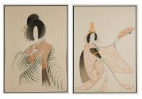 Hirschfeld, Al. "Kabuki: Kanoko" & "Kabuki: Kochiyama" Signed & Numbered Lithographs.