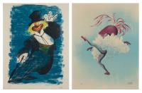 Hirschfeld, Al. "Can-Can from Rhythm" & "Clown" Signed & Numbered Lithograph.