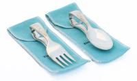 Tiffany & Co. Sterling Silver Baby Fork and Baby Spoon, in Tiffany Box and Tiffany Drawstring Pouches