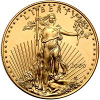 2009. American Gold $50.00 (1 ozt) Eagle in Gem Mint State