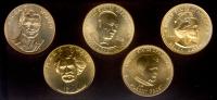 1980-84. 5-piece Set of American Arts Series Gold 1 oz Medals