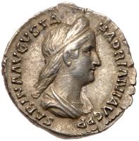 Sabina, wife of Hadrian, as Augusta. Silver Denarius (3.48g)