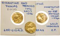 3-Piece Lot of Byzantine Gold Tremisses.