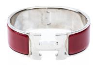 HermÃ¨s "Clic H" Dark Red Enamel Bangle Bracelet, New, Unworn Still With Protective Acetate