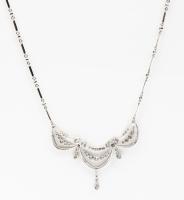 Ladies 18K White Gold and Diamond Necklace, Lovely Recreation of 19th Century Jewelry