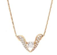 Ladies Stylish and Elegant 14K Yellow Gold and Diamond Necklace with a Single, Dazzling .75 Carat Diamond and 24 Accent Diamonds