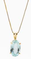 Ladies Aquamarine Pendant in 14K Yellow Gold with 14K Yellow Gold Chain