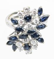 Ladies 18K White Gold Sapphire and Diamond Ring, A Lovely Embrace of Spring and Flowers.