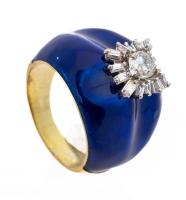 Ladies Striking 18K Yellow Gold, Enamel and .60 Carat Oval Diamond