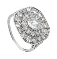 Ladies Antique Platinum and Diamond Ring Centered with a Fine .25 Carat Old European Cut Diamond