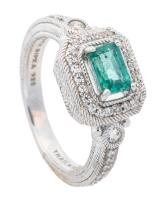 Lovely Emerald Ring for the Ladies Set in Sterling Silver by Judith Ripka Fine Jewelry