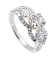 Beautiful Engagement Ring That Absolutely Sparkles in 18K White Gold Centered with a Fine .50 Carat Diamond