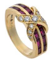 Ladies Beautiful Tiffany & Co. 18K Yellow Gold, Ruby and Diamond Ring