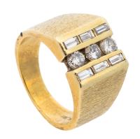 Men's Fine 18K Yellow Gold and Diamond Ring with .75 Carats of Quality Diamonds in a Contemporary Setting.