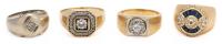 Four Gentleman's Rings in 14K Yellow Gold or White Gold with Diamonds. One Ring Boasts a Fine .50 Carat Diamond