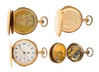 Extremely Rare, 19th Century Swiss Erotica Automata, Quarter Repeater Pocket Watch in 14K Yellow Gold. Bawdy Yet a Triumph of De