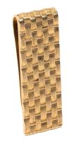 Classy Gentleman's 14k Yellow Gold Money Clip with Basket Weave Pattern in Like New Condition.