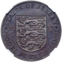 Jersey. 1937-dated Edward VIII Model Four Shillings NGC PF64 BN - 2