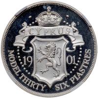 Cyprus. 1901-dated Victoria model 36 Piastres - 2