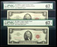 Pair of Gem Quality $2.00 Legal Tender Notes