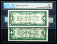 Pair of Gem CU 1928-B, $1 Silver Certificates - 2