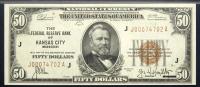 1929, $50 Federal Reserve Bank Note Kansas City