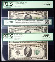 Trio of Gem Uncirculated Series 1928 $10.00 Federal Reserve Notes