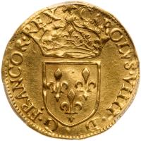 France. Ecu d'or au soleil, 1569-B