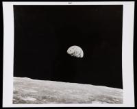 Apollo 8: Second Example of the Vintage Original B&W Glossy Photo "Earthrise" Photo Numbered on Verso: 68-H-1401 / 68-HC-870