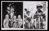 Rare Vintage Original Silver Gelatin B&W NASA Print Signed by John Glenn & Gus Grissom Vertically Along White Space Suits