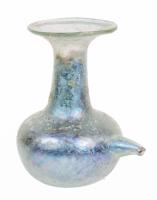 Roman Glass Infant Bottle, Transparent Brown and Richly Iridescent