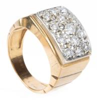 Gentleman's 14K Yellow and White Gold and Diamond Ring, Impressive Sparkle