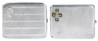 Two Gentleman's Sterling Silver Cigarette Cases: Best Made in USA Marked Sterling Silver by Elgin. Russian Coat of Arms and Cros