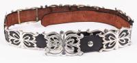 Ladies Stunning 10 Concho Old Pawn Sandcast Sterling Silver, Navajo Belt of Exceptional Quality.