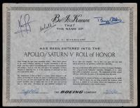 Apollo/Saturn V Roll of Honor, Autographed by Crew of Apollo 11, Awarded to Clark McClelland by The Boeing Company 9/15/69