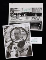 7 Jim McDivitt Signatures: 5 Photographs, 1 NASA Card and 1 Business Card