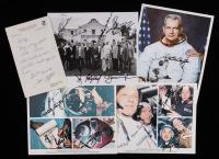 Apollo-Soyuz Autographs on NASA Photos and a Letter Penned by Tom Stafford on Air Force Flight Center Note, 3 Crew Signed Photos