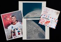 Apollo 13: Fred Haise Collection. 9 Signed Pieces 6 Signed Photos, One Especially Great Regarding a Photo of the Back Side of Mo