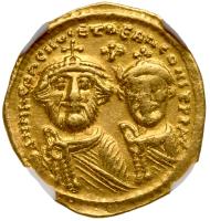 Heraclius with Heraclius Constantine, 613-641, Gold Solidus (4.22g)