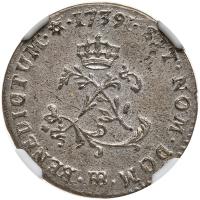 French Colonies. Sou Marque, (Double Sol), 1739-BB NGC Unc