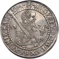 German States: Saxony. 1/2 Taler, 1572 NGC EF45