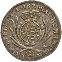 German States: Saxony. 2/3 Taler, 1675-CR PCGS About Unc - 2