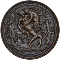 Italy. 16th-17th CenturyAmorous Satyr and Maenad, Medal, ND Choice VF