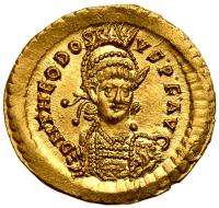 Theodosius II, AD 402-450. Gold Solidus (4.49g) Superb Mint State