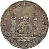 Mexico. 8 Reales, 1733-Mo MF NGC XF
