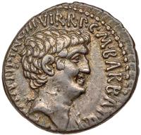 Mark Antony and Octavian, Denarius Nearly XF