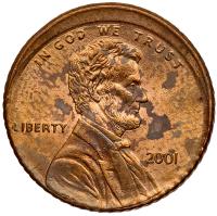 Worldwide. MINT ERROR. 2001-P Reeded Edge Lincoln Cent! Mint State