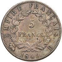 France. 5 Francs, 1809-B (Rouen) XF - 2